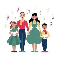 canto natalizio di famiglia - illustrazione vettoriale di un coro di famiglia