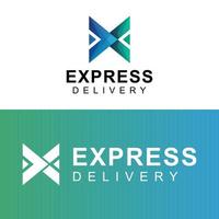 design moderno del logo della logistica di consegna. lettera x con il concetto di logo simbolo freccia. vettore