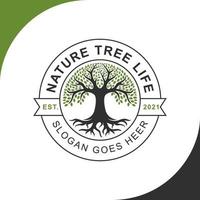 vita dell'albero della natura con ispirazione per il design del logo della radice, simbolo dell'albero del giardino per la tua azienda vettore