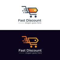 logo shopping veloce, negozio online o negozio con simbolo sconto con due versioni vettore