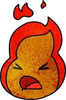cartone animato kawaii carino fuoco fiamma vettore