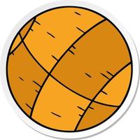 adesivo cartone animato doodle di una palla da basket vettore