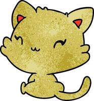 cartone animato testurizzato di simpatico gattino kawaii vettore