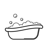 vasca da bagno. icona del bambino su uno sfondo bianco, disegno vettoriale di linea.
