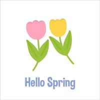 giardinaggio e primavera elementi disegnati a mano - tulipani. per biglietto di auguri, invito a una festa, poster, etichetta, kit di adesivi. illustrazione vettoriale