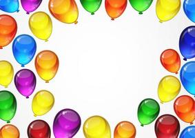 palloncini colorati vettoriali festivi su sfondo bianco per feste, vacanze, biglietti per feste di compleanno con spazio per il tuo testo. disposizione a4.