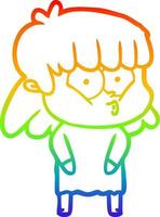 arcobaleno gradiente linea disegno cartone animato fischio ragazza vettore