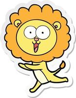 adesivo di un leone cartone animato felice vettore