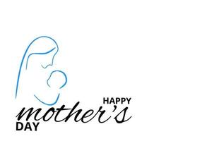 grafia felice per la festa della mamma con l'illustrazione della madre che tiene il bambino vettore
