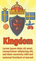 banner di concetto di regno, stile cartone animato vettore