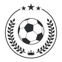 illustrazione logo pallone da calcio con corona d'alloro e corona vettore