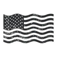 illustrazione di una bandiera americana retrò grunge in bianco e nero. vettore
