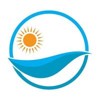 logo delle onde del sole e del mare, onde della spiaggia, concetto moderno minimalista e semplice con vettore di illustrazione del modello di progettazione di colori piatti
