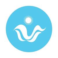 logo delle onde del sole e del mare, onde della spiaggia, concetto moderno minimalista e semplice con vettore di illustrazione del modello di progettazione di colori piatti