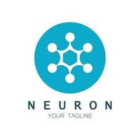 logo neurone o design del logo delle cellule nervose, icona del modello di illustrazione del logo della molecola con concetto vettoriale