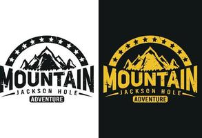 design della t-shirt tipografica mountain jackson hole vettore