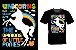 design t-shirt unicorno, vintage, tipografia vettore