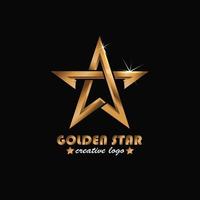 logo stella, con lettera a stile, colore oro sfumato, elegante e moderno vettore