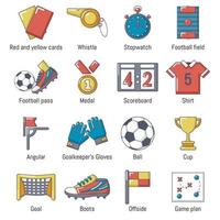 set di icone di calcio calcio, stile cartone animato vettore