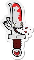 adesivo di un personaggio dei cartoni animati di coltello pazzo vettore