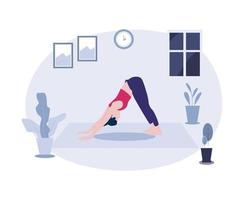 donne che fanno yoga a casa modello di disegno vettoriale illustrazione