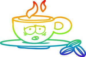 tazza di caffè espresso del fumetto di disegno a tratteggio sfumato arcobaleno vettore