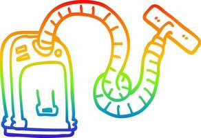aspirapolvere per cartoni animati con disegno a tratteggio sfumato arcobaleno vettore