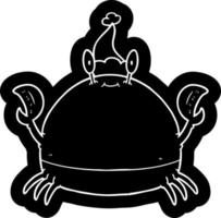 icona del fumetto di un granchio che indossa il cappello di Babbo Natale vettore