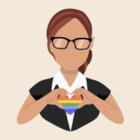 mese dell'orgoglio lgbt. donne multiculturali che mostrano sostegno alla comunità lgbt. celebrazione del mese dell'orgoglio contro la violenza, la discriminazione. vettore