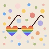 occhiali da sole con lenti arcobaleno lgbt. arcobaleno, orgoglio lgbt, gay, diritti umani, concetto di occhiali. mese del gay pride. vettore