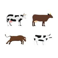 set di icone di mucca, stile piatto vettore