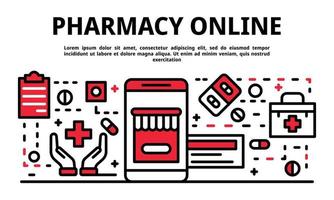 banner online farmacia, stile contorno vettore