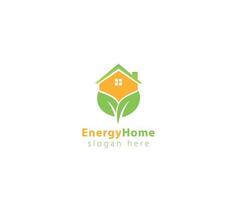 logo della casa energetica, logo della casa a foglia elettrica di alimentazione