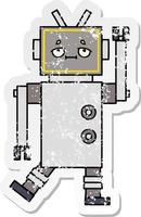 adesivo in difficoltà di un simpatico robot cartone animato vettore