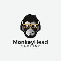 design del logo della testa di scimmia vettore