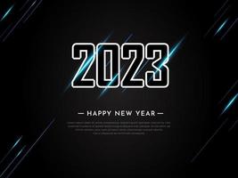meraviglioso e incredibile felice anno nuovo 2023 sfondo di design con memphis e vettore di stile geometrico.