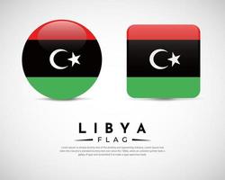 vettore realistico dell'icona della bandiera della Libia. set di vettore dell'emblema della bandiera della Libia