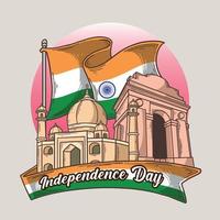 concetto di punto di riferimento del giorno dell'indipendenza dell'india vettore