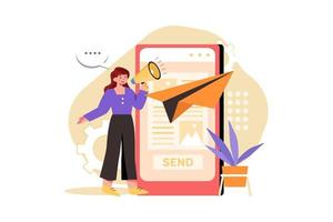 concetto di illustrazioni piatte di email marketing vettore