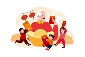 concetto di illustrazione del nuovo anno cinese. illustrazione piatta isolata su sfondo bianco vettore