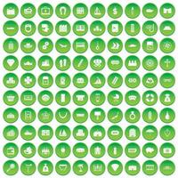100 icone di sport acquatici impostano un cerchio verde vettore