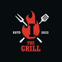 logo grill fire alfabeto i vettore