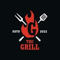 logo grill fuoco alfabeto g vettore