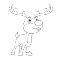 carino cervo colorare pagina per bambini animale contorno renna libro da colorare cartone animato illustrazione vettoriale