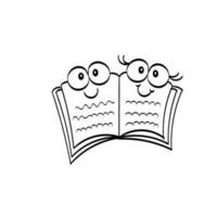prenotare. manuale. concetto di educazione scolastica. design di libri divertenti per bambini libro da colorare, pagine da colorare, stampa t-shirt, icona, logo, etichetta, adesivo. vettore