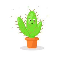 personaggio cactus in un vaso emozioni kawaii vettore