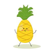 ananas maturo nello stile di kawaii vettore