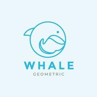 linea blu cerchio geometrico balena logo design grafico vettoriale simbolo icona illustrazione idea creativa