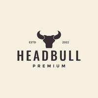testa di hipster mucca o toro bufalo logo design grafico vettoriale simbolo icona illustrazione idea creativa