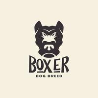 testa cane vintage boxer logo design grafico vettoriale simbolo icona illustrazione idea creativa